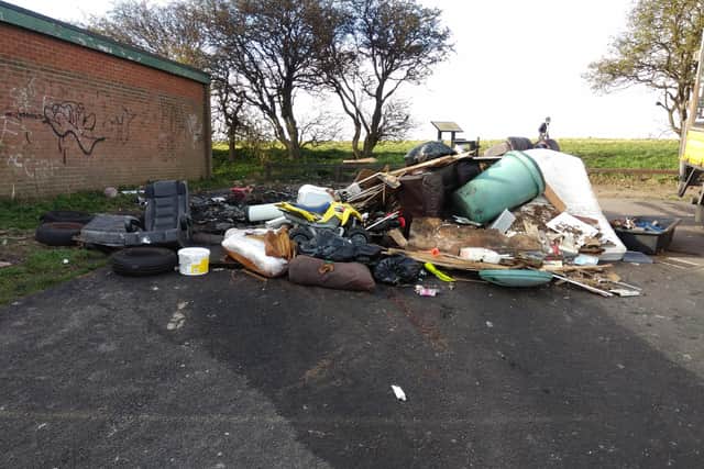 Rubbish dumped at Tunstall Hills car park in April 2020.