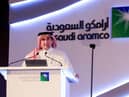 Yasir al-Rumayyan, chairman of Saudi Aramco, speaks during a press conference in the eastern Saudi Arabian region of Dhahran on November 3, 2019. - Saudi Aramco confirmed it planned to list on the Riyadh stock exchange, describing it as a "significant milestone" in the history of the energy giant. (Photo by - / AFP) (Photo by -/AFP via Getty Images)