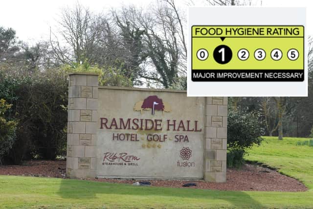 Ramside Hall received a one-star food hygiene rating.