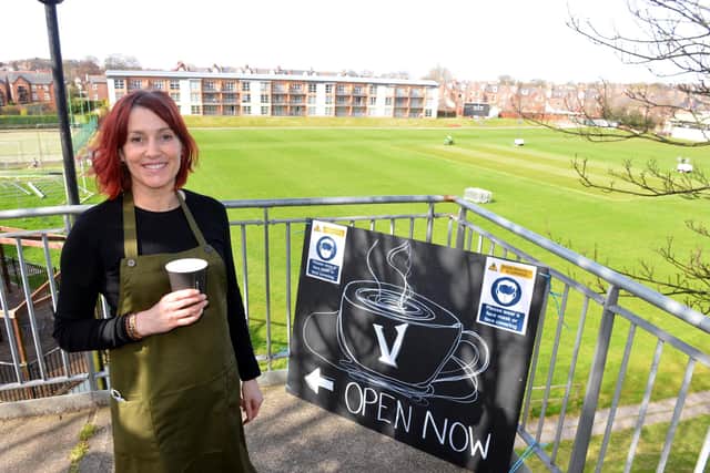 The new Vista coffee shop at Ashbrooke Sports Ground, which is being run by Emma Duncan, pictured, and Becci Wake.