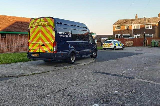Northumbria Police's specialist search team was seen at the scene.