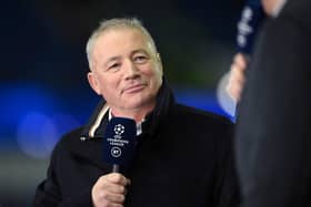 Former Rangers and Scotland striker Ally McCoist on BT television punditry duty during a UEFA Champions League group match.
