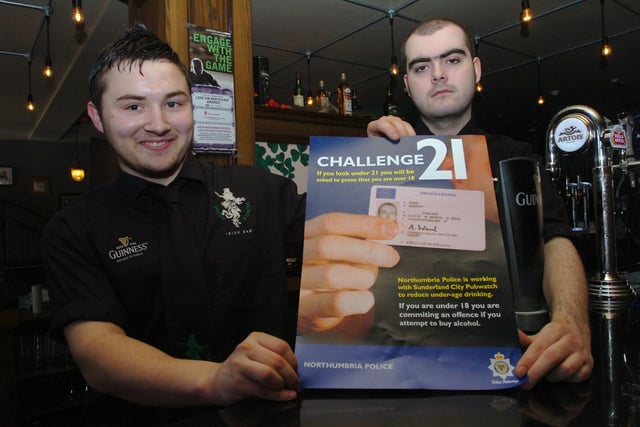 Senior bartender Aiden Huntley and barman Michael Tutty were promoting the Challenge 21 scheme 11 years ago.