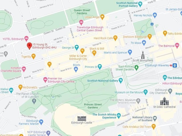 Map showing position of property in Edinburgh city centre.