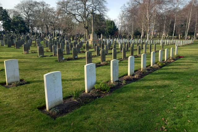 The Commonwealth war graves section in Bishopwearmouth Cemetery.