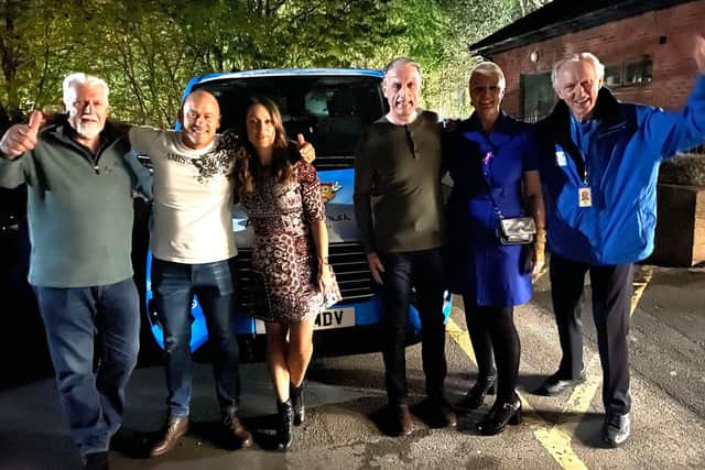 (Left to right) John White MBE Prison Service Charity Fund, Tony Ryan with his wife, Joanne Ryan, Martin Crow and wife Julie Crow and Daft as a Brush Founder, Brian Burnie.