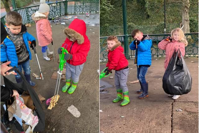 Community-spirited youngsters put environmentally-minded Christmas presents to good use in Sunderland park