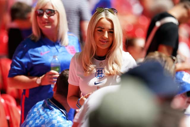 Megan Davison in the stands during a UEFA Euro 2020 Group D match at Wembley