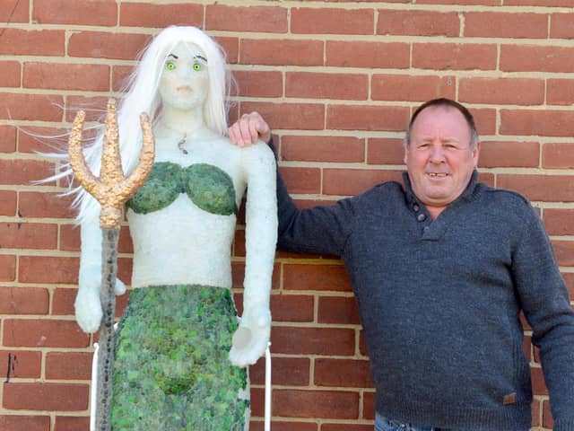 Seaham resident Paul Winfield wants to donate his sea glass mermaid sculpture to charity.