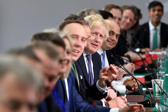 Prime Minister Boris Johnson (centre) chairs a cabinet meeting at National Glass Centre at the University of Sunderland, the city which was the first to back Brexit when results were announced after the 2016 referendum. PA Photo. Paul Ellis/PA Wire
