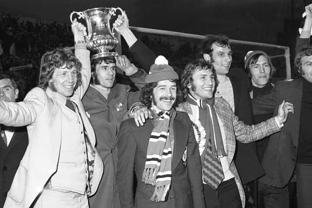 Bobby Kerr, centre, and fellow members of the 1973 FA Cup winning team.