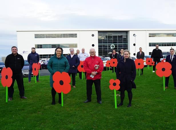 Supporters of the Remembrance Day tribute at the business park
