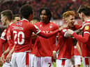Jack Colback of Nottingham Forest celebrates scoring their side's third goal with teammates during the Sky Bet Championship match between Nottingham Forest and West Bromwich Albion. (Photo by Michael Regan/Getty Images)