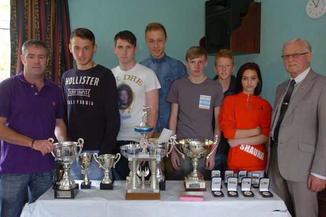 Some of the young boxers who received awards in the Sunderland ex-Boxers Association Awards at the Railway Club, Holmeside, in 2012.