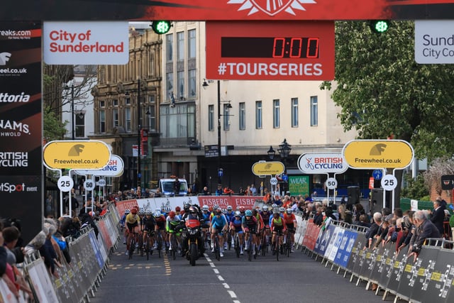 Thousands of spectators lined the streets around Mowbray Park to cheer on the cyclists.

Photograph: Will Walker / North News