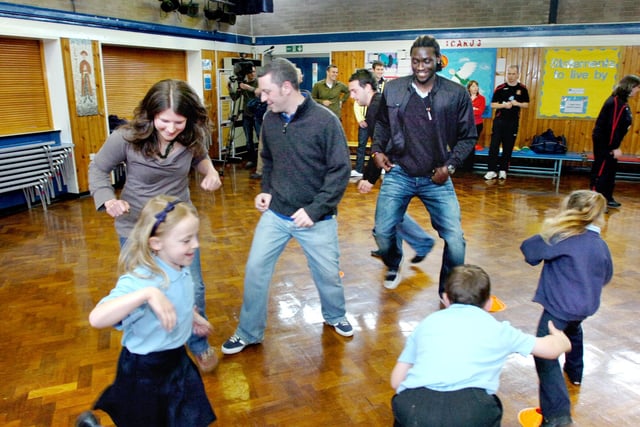 SAFC star Kenwyne Jones joined in with a fun game as part of a family learning session in 2009.