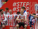 Sunderland players celebrate their League One play-off final win over Wycombe Wanderers. Picture by Martin Swinney.