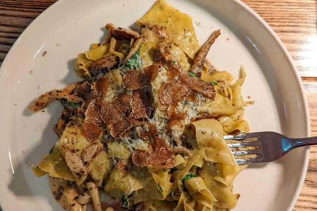 Lovage Pappardelle with Alba white truffle and wild mushrooms