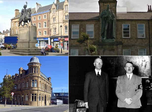 Clockwise from top left; statue of the 3rd Marquess in Durham, 6th Marquess, 7th Marquess with mystery friend and the Peacock pub in Sunderland which understandably reverted to its original name having been known as the Londonderry. Google images/JPI.