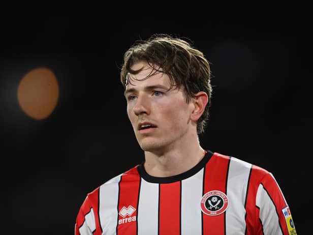 SHEFFIELD, ENGLAND - FEBRUARY 15: Sander Berge of Sheffield United in action during the Sky Bet Championship between Sheffield United and Middlesbrough at Bramall Lane on February 15, 2023 in Sheffield, England. (Photo by Michael Regan/Getty Images)
