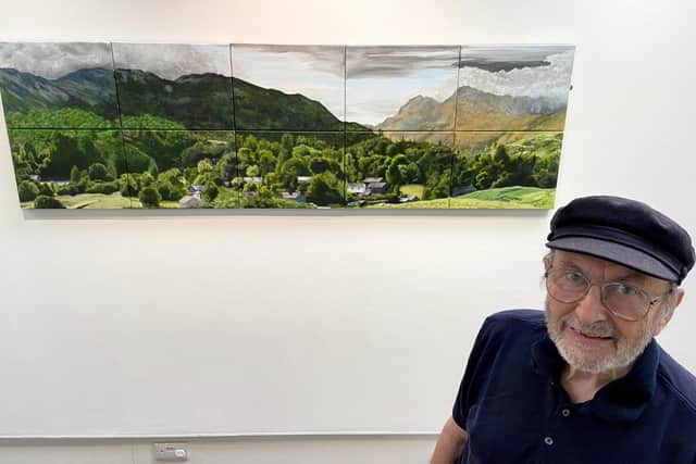 Artist Barrie West in front of one of his many creations on show at the Next Steps exhibition at the Washington Arts Centre. Picture by FRANK REID