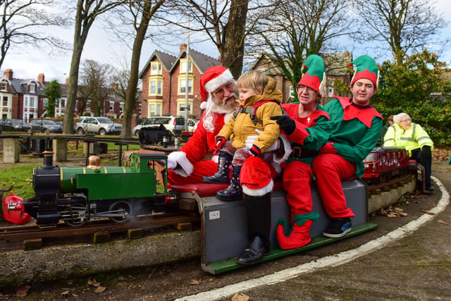 Santa and his helpers on the City of Sunderland Model Engineeering Society's model trains in Roker Park in 2016.