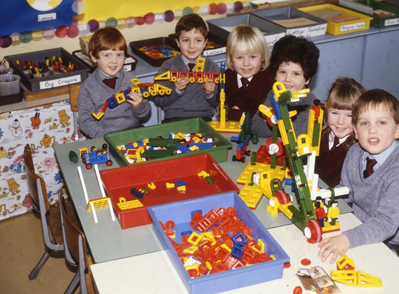 The St Anne's RC Primary School  reception class on this day in 1990. Pictured left to right are: Joseph Pollard, Leon Hetherington, Jane Davis, Leanne Paxton and Stuart Laws.