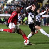 Charlton Athletic's Jonathan Leko (left) attempts a shot on goal during the Emirates FA Cup Second Round match at the Gateshead International Stadium. PA picture.