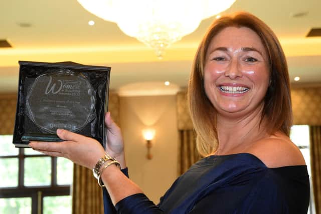 Fiona Simpson ARTventurers with the Business Woman of the year award at the Wearside Women in Business awards.