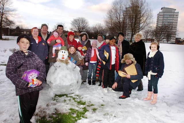 The St Peter's snowman building competition in 2010.