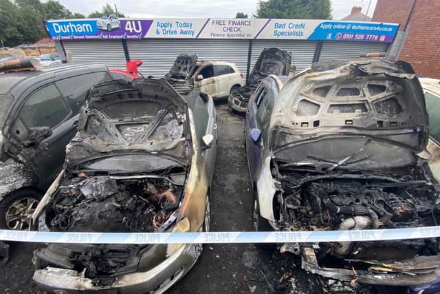 Emergency services were called to a report of a fire in Hetton where more than 10 cars had been set on fire.