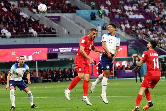 Jude Bellingham scores England's opening goal against Iran