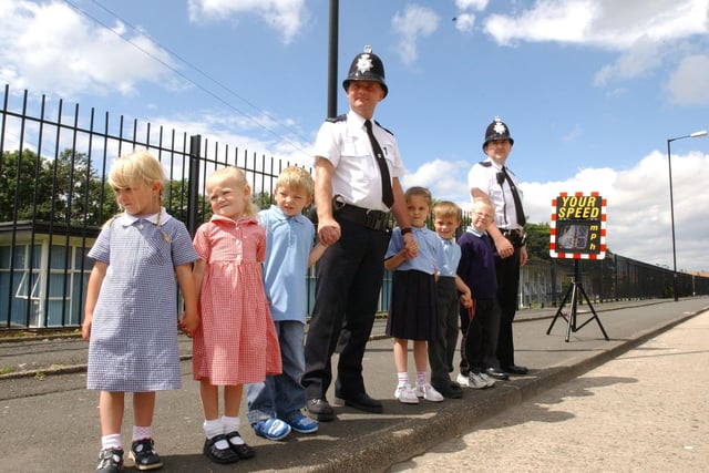 Road safety is very important and here are children from the school learning from the experts in 2003. But how many faces do you recognise?