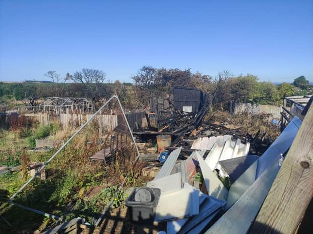 Damage caused following an allotment fire on Easington Lane.