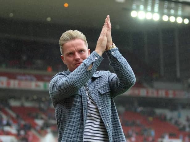 Grant Leadbitter applauds Sunderland fans at the Stadium of Light. Photo: Frank Reid