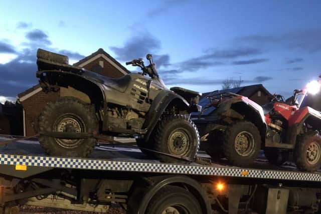 Peterlee Neighbourhood Policing Team seized two quad bikes as part of its weekend of patrols across the town and nearby villages.