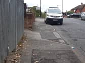 A police van in Hylton Castle Road, Sunderland, on Sunday.