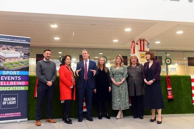 Labour leader Sir Keir Starmer visits the Beacon of Light to launch the Security, Prosperity, Respect tour with Sunderland MP's Julie Elliott, Sharon Hodgson and Bridget Phillipson and Northumbria Police and Crime Commissioner Kim McGuinness.