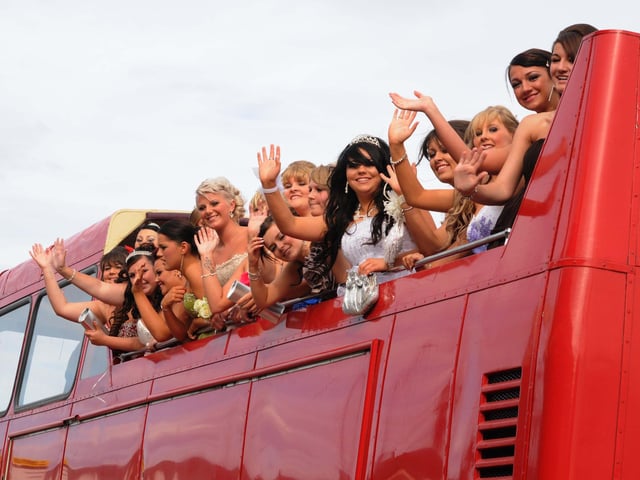 An open-top bus journey was a great way to get to the Southmoor prom in 2010.