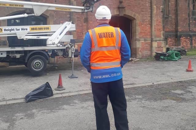 Repair work at the museum after the fire.