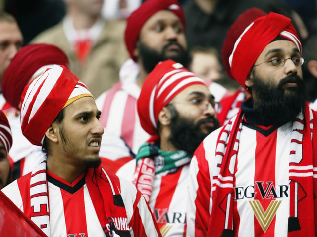 Sunderland fans look on during the FA Cup semi-final match between Sunderland and Millwall held on April 4, 2004 at Old Trafford.