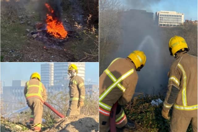 Fire crews were called to a grassed area off Silksworth Row in Sunderland.