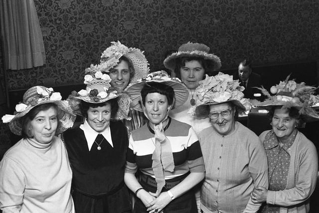 Back to the 1970s for this fantastic Easter photo. Members of Sunderland Gunners Club show off their Easter bonnets at the Silksworth Row club in 1977.
