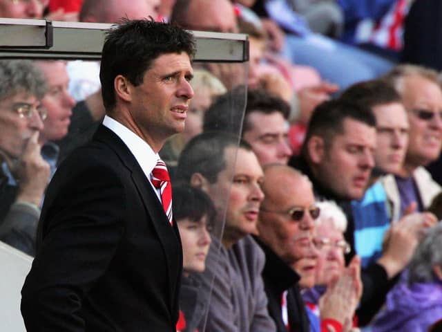 Niall Quinn looks on in his last game as manager of Sunderland during the Coca-Cola Championship match between Sunderland and West Bromwich Albion at the Stadium of Light.