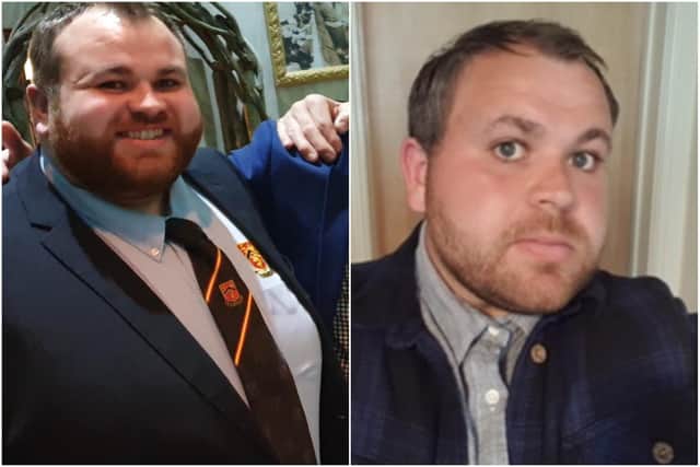 Ryan Buckley before and after his weight loss.