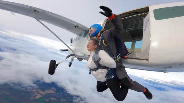 Donna Henderson takes part in a charity skydive as the family raises funds for Sunderland Royal Hospital.