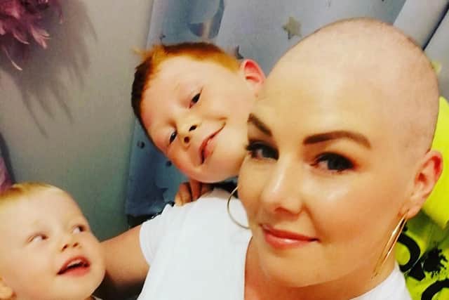 Ashleigh Palmer with her children during her cancer battle.