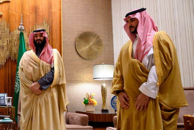 Saudi Arabia's Crown Prince Mohammed bin Salman (L) and Saudi Deputy Defence Minister Khalid Bin Salman.