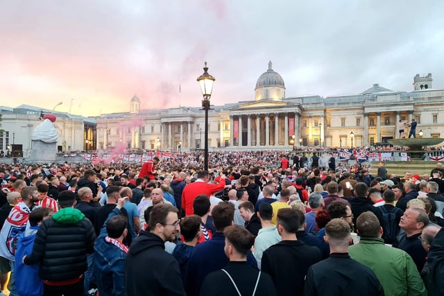 Fans took over Trafalger Square last night.