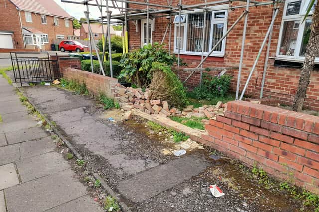 A garden wall was damaged, but police say there were no injuries.